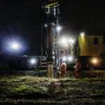 Ramning af  fundament til kørestrømsmaster mellem Holsted og Bramming