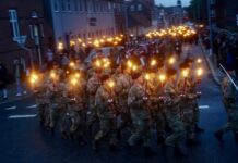 Gense fakkeloptoget gennem Fredericias gader