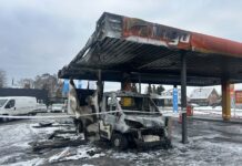 Varevogn brød i brand ved tankanlæg i Fredericia