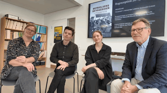 Redaktør og de tre forfattere til bogen Befrielsens Skyggesider i Fredericia Redaktør og de tre forfattere til bogen Befrielsens Skyggesider i Fredericia