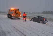 Sne og nattefrost på vej til Danmark